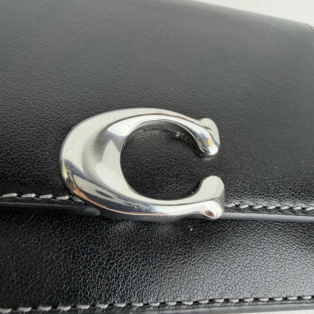 Coach Bandit Wallet Black Luxe Refined Calf Leather Silver Tone 4